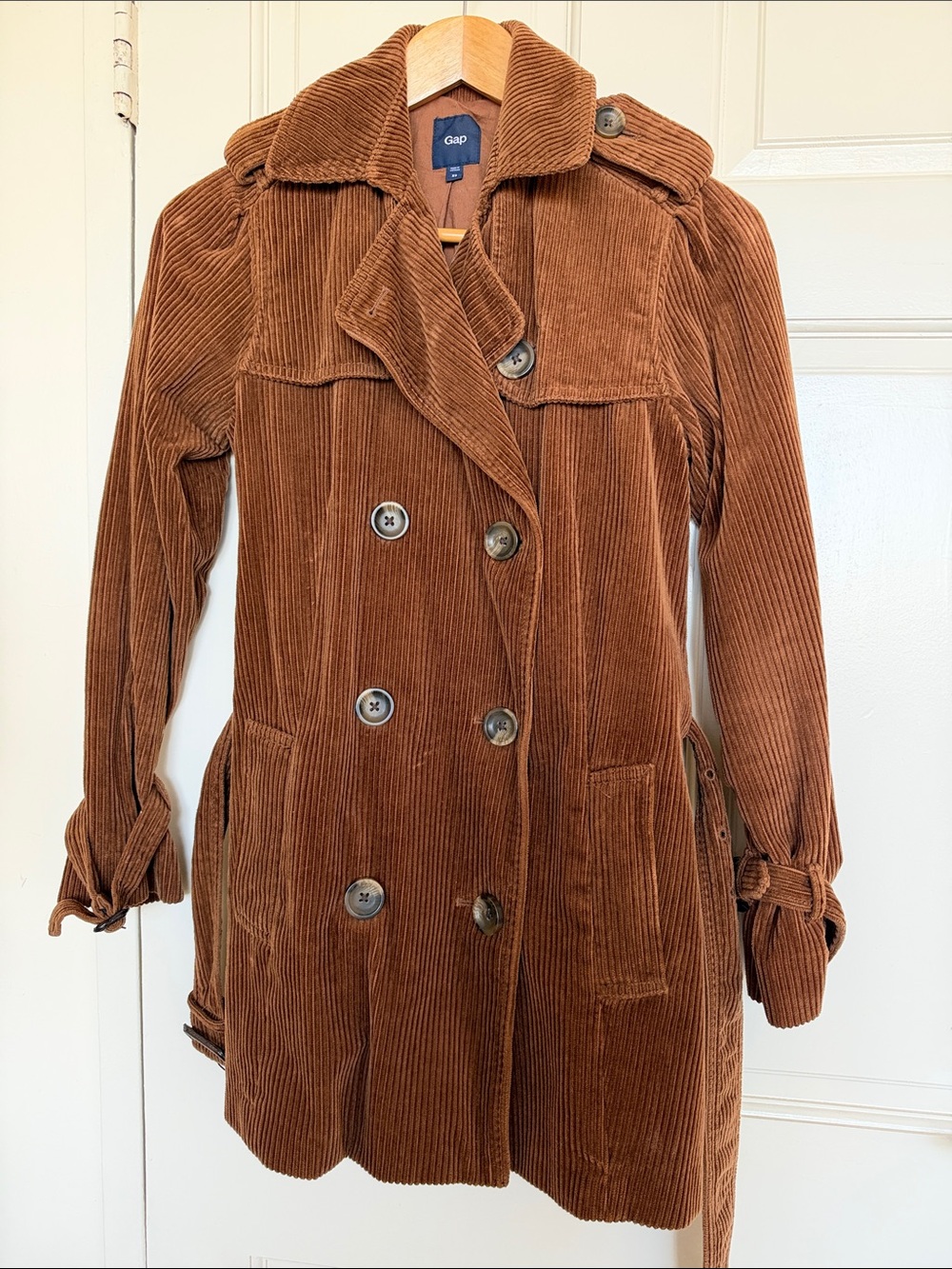 GAP Women's Brown Corduroy Trench Coat 100% Cotton